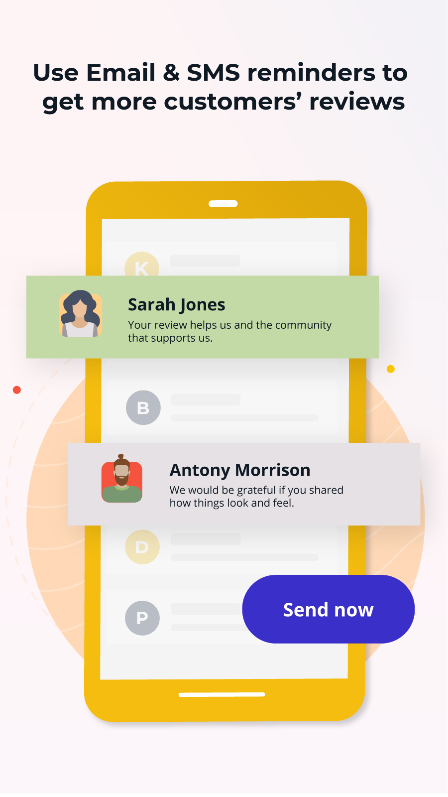 sms review reminder, email review reminder,photo review reminder