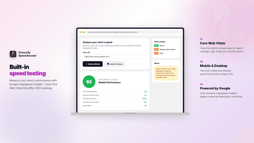 Cheerzify speed optimizer speed testing