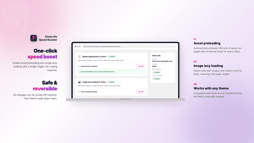 Cheerzify speed optimizer features