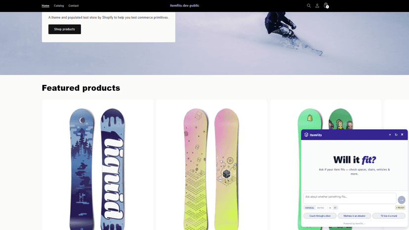 Sitewide chat fit assistant widget on the home page