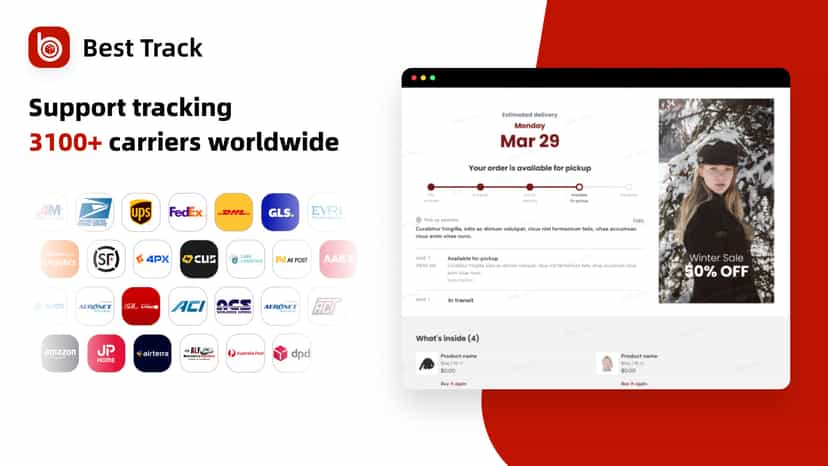 Branded tracking pages with real-time multi-carrier updates.