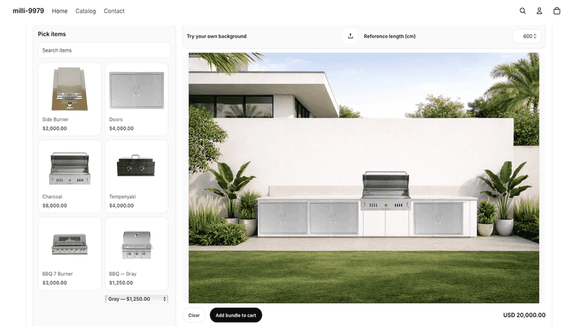 Shop with drag and drop products on the theme