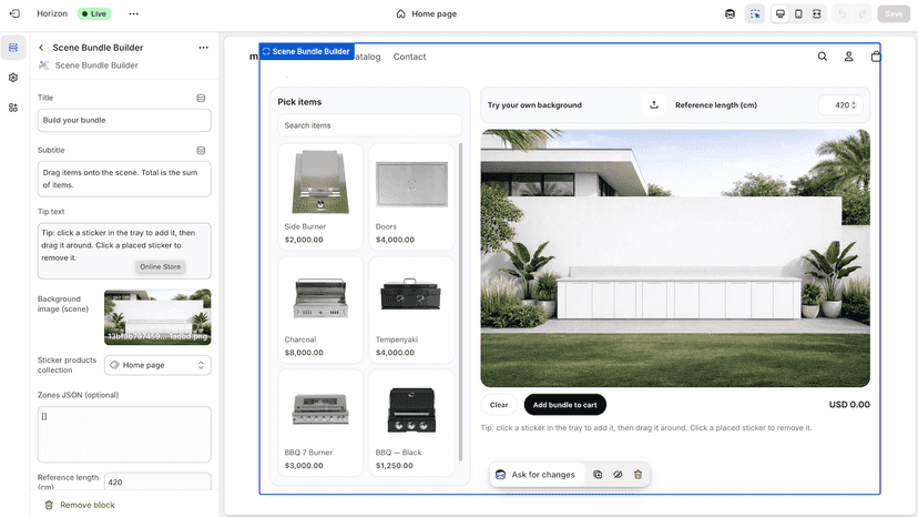 Theme editor with block