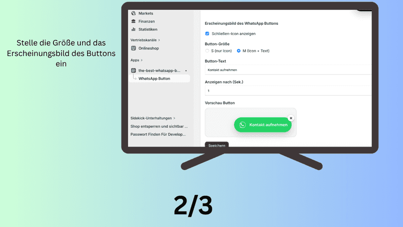 Stelle die Größe des Buttons ein