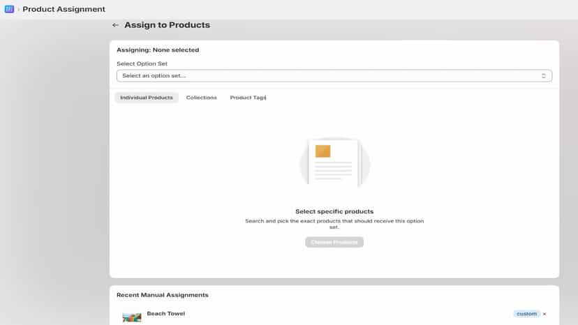 Assign an option set - native options
