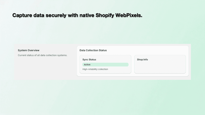 Capture data securely with native Web Pixel technology.