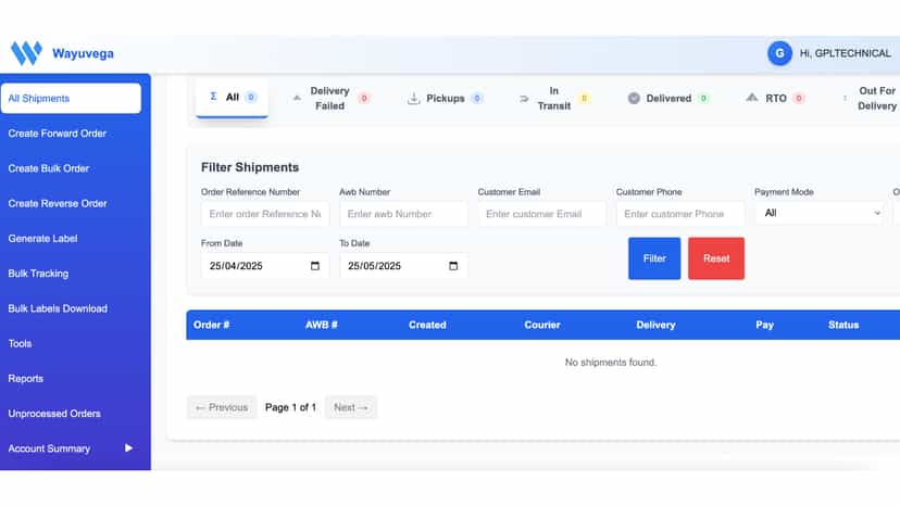 wayuvega Dashboard