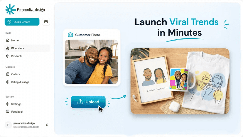 Personalize.design dashboard launching viral trends