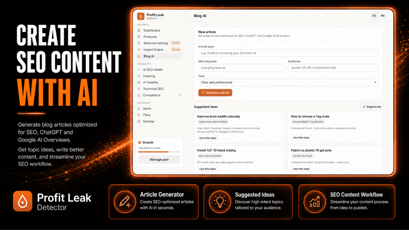 Generate SEO blog content with AI for Shopify stores