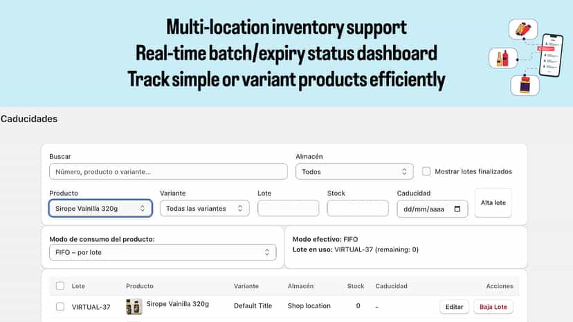Full control of batches and traceability