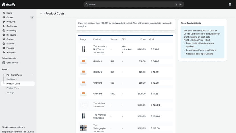 Product Costs