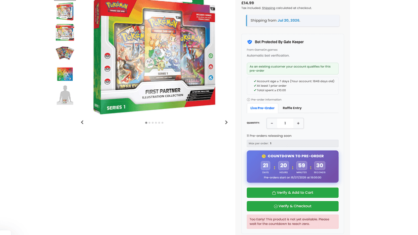 Attempting to purchase a release too early