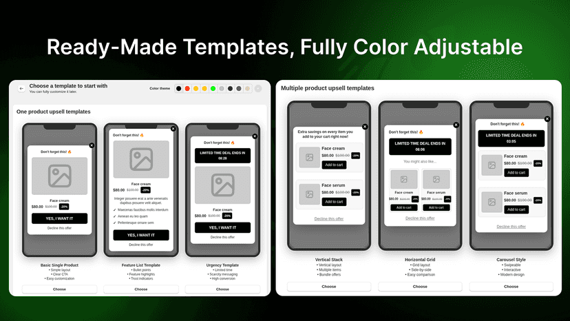 Ready-Made Templates, Fully Color Adjustable
