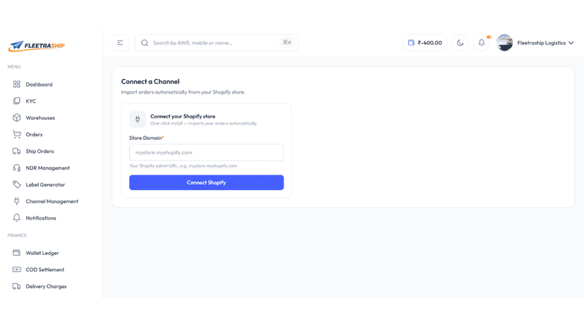 Connect Shopify Store
