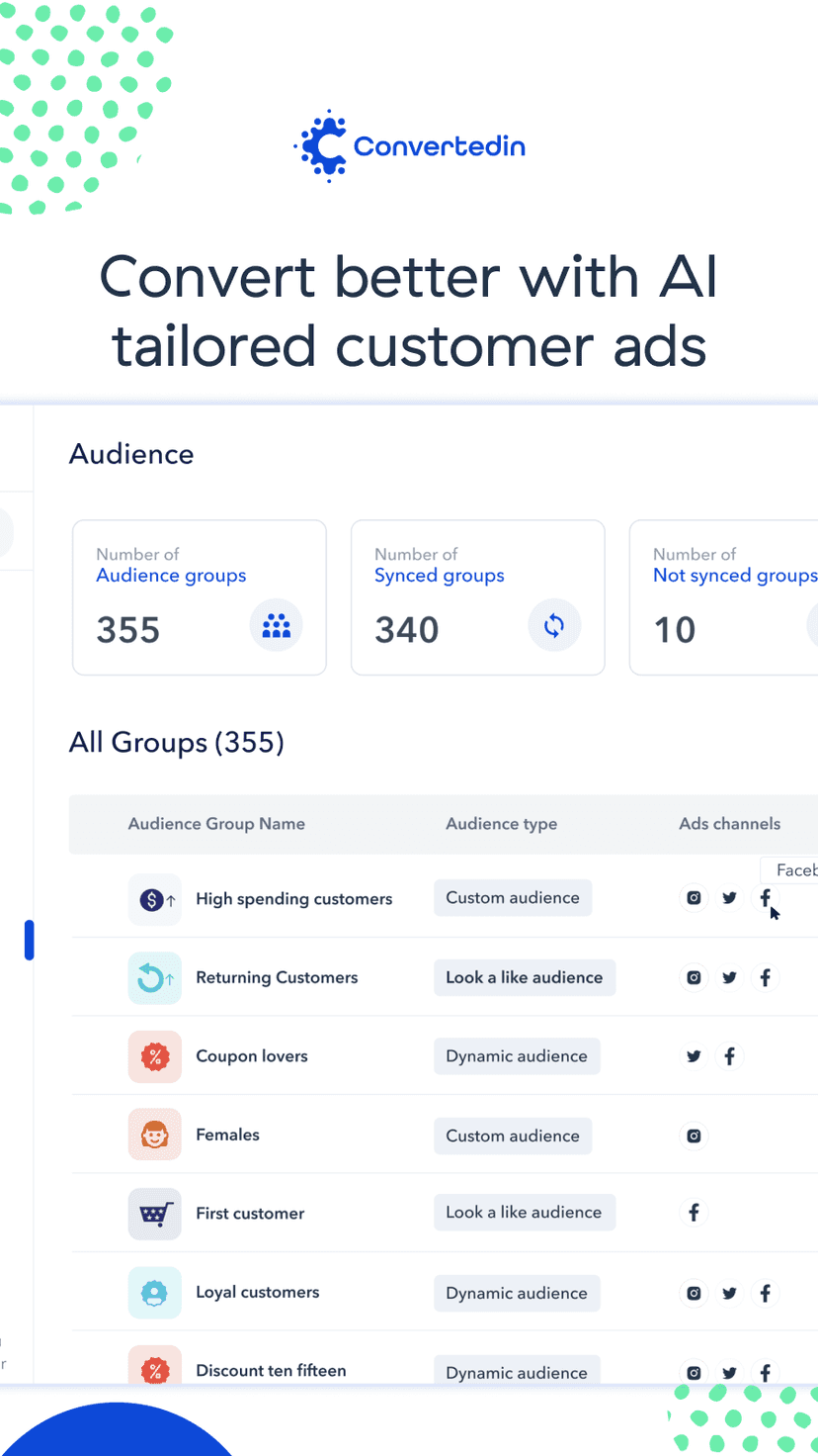 Converted.in Audience groups view