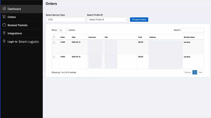 In this screen, you can find all the unfulfilled orders.