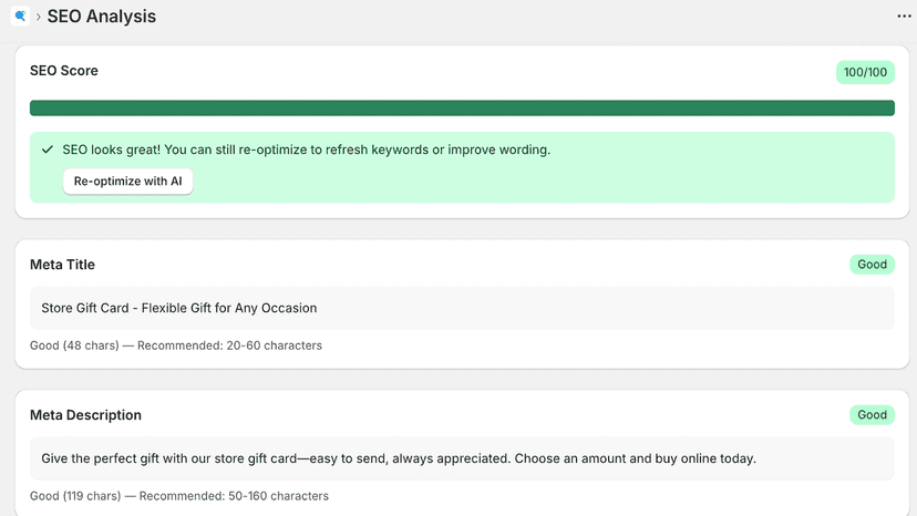 Product SEO detail