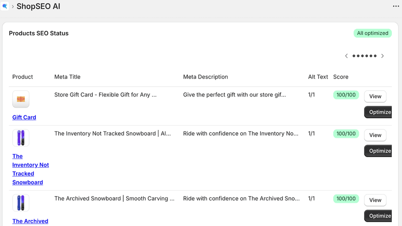 One-click meta title, description & Vision alt text, bulk edit