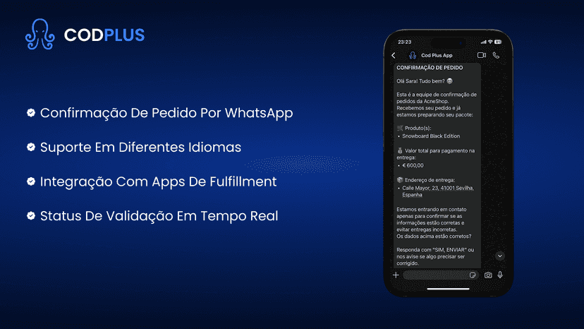 Fluxo de confirmação de pedidos COD via WhatsApp