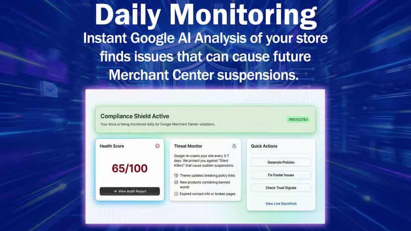 Finds issues that can cause future Merchant Center suspensions.