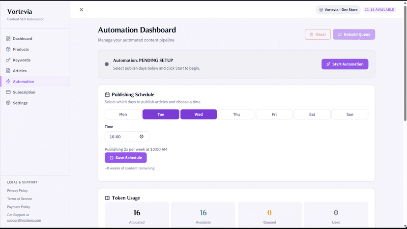 Automation Schedule