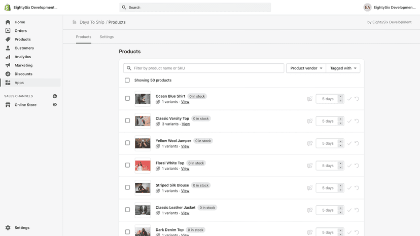 Products list