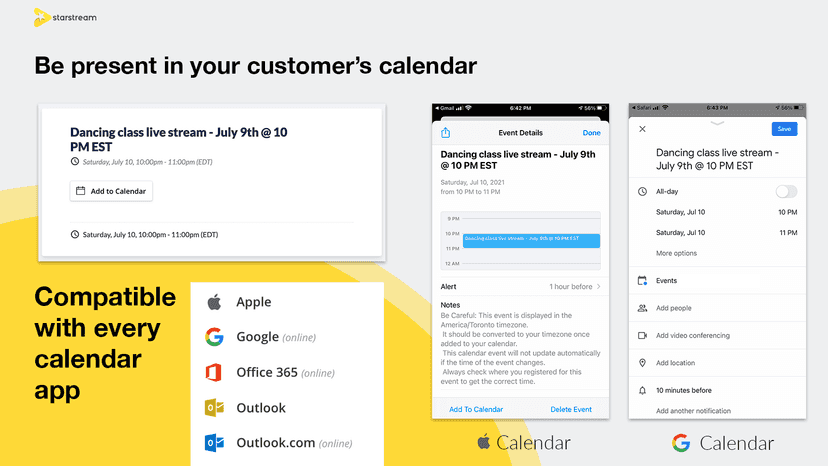 Be present in your customer's calendar