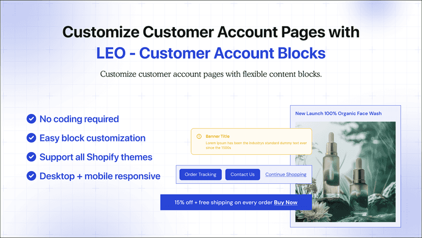 Customize customer accounts with buttons and links