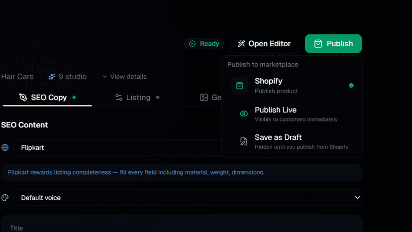 Publish your Product in just 1 click