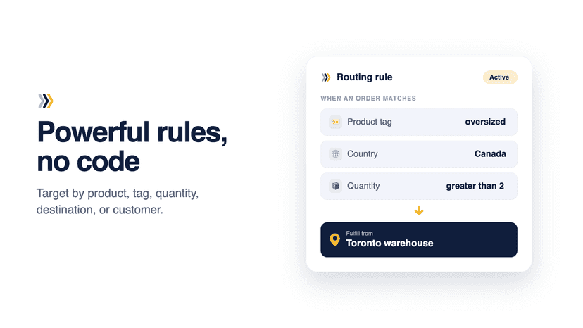 Trigger rules by destination, quantity, customer, and more