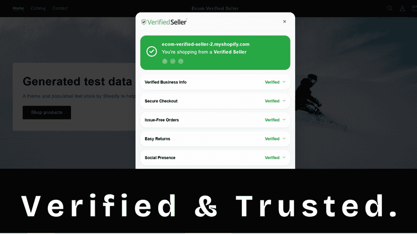 Ecom seller badge with popup for shopify store