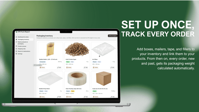 Add packaging to your inventory