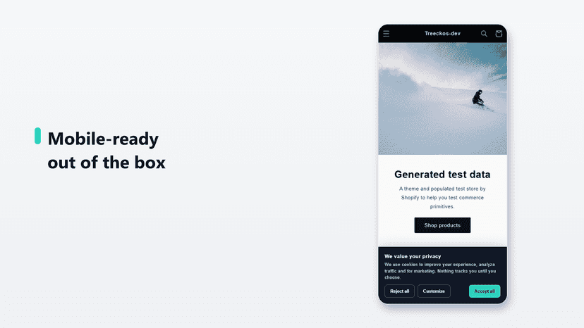 Cookie consent banner on a mobile storefront
