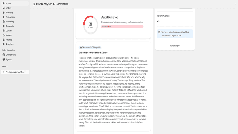 ProfitAnalyzer AI Audit