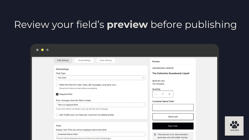 product personalizer, image upload, order field
