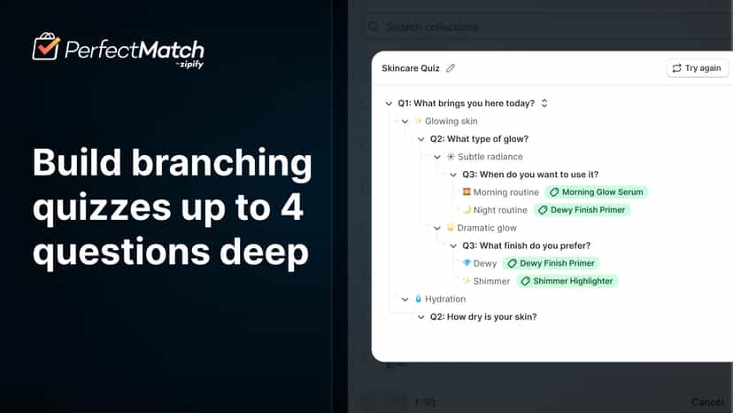 Build branching quizzes up to 4 questions deep