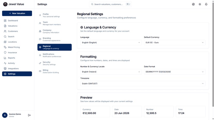 Certificates in 13 languages and 14 currencies