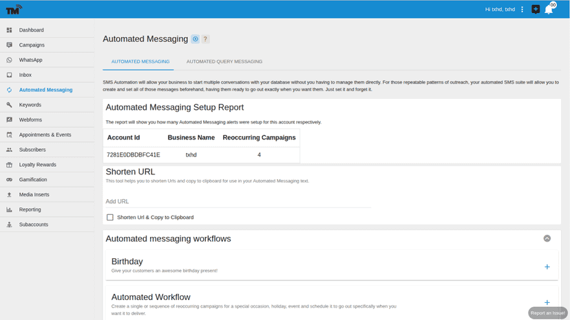 Automated Messaging Page