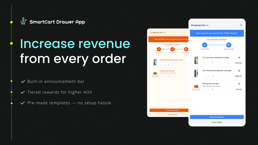 Increase revenue from every order with SmartCart Drawer App.