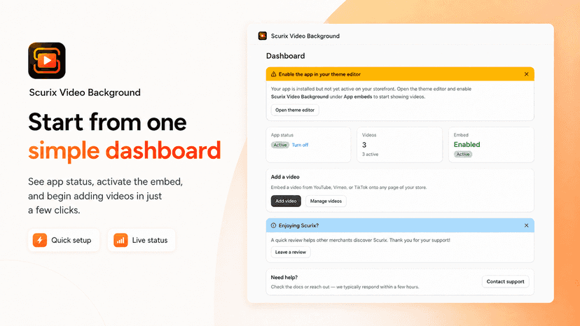 Scurix Video Background Dashboard