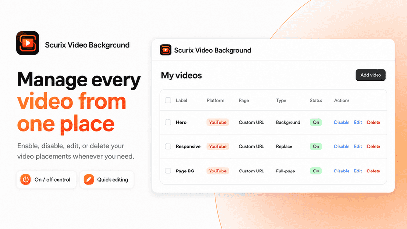 Scurix Video Background Manage Video