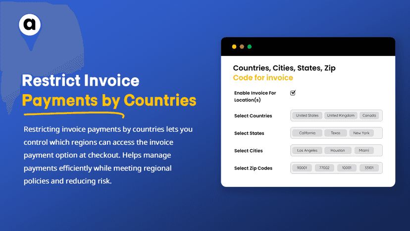 Restrict invoice payments by countries