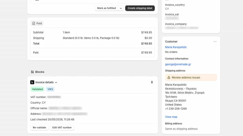 order page eu vat details