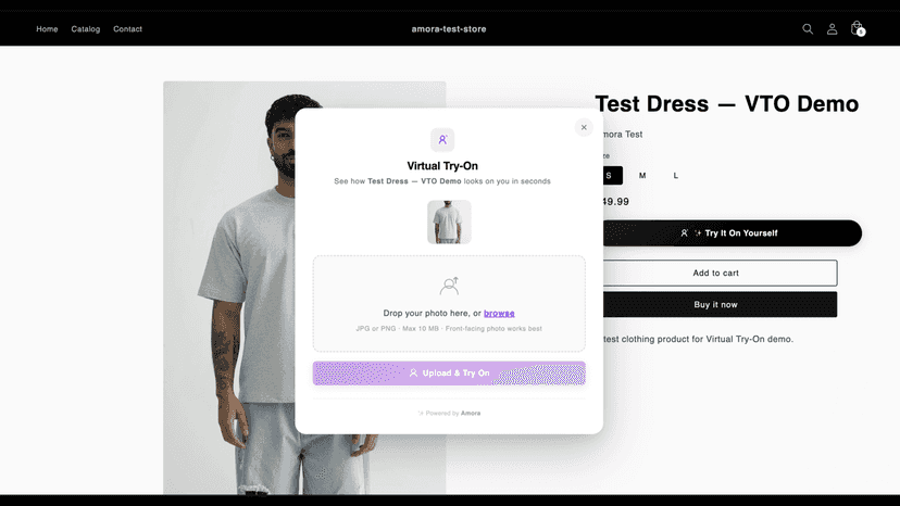 VTO Modal on site
