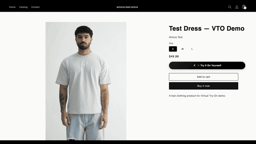 VTON button on site