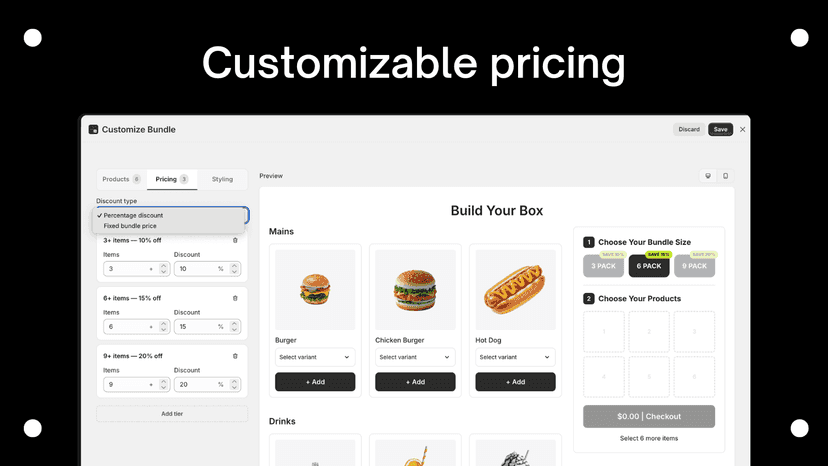 Customizable pricing