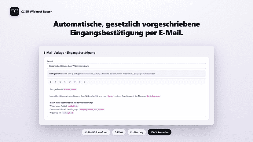 Automatische Eingangsbestätigung per E-Mail