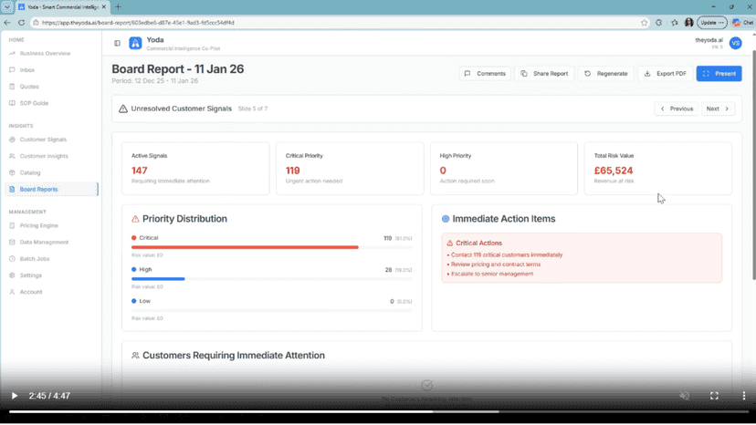 Screenshot demonstrating prioritisation of actions