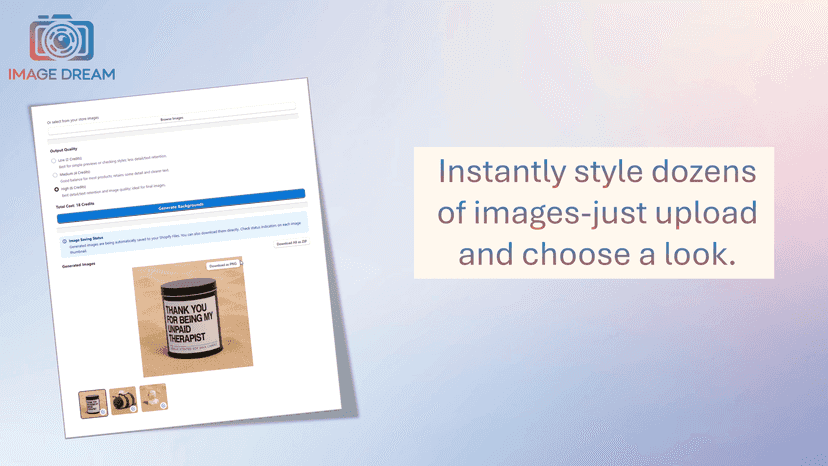 ImageDream generated product image with background