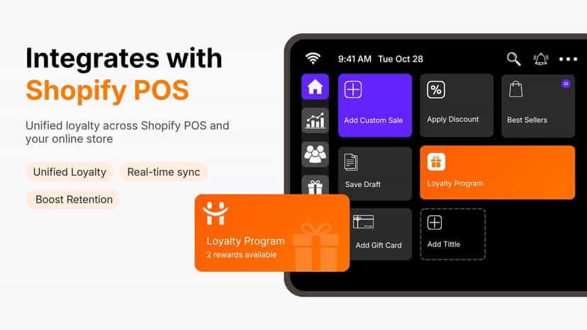 Happy Rewards smart grid tile on the Shopify POS interface.